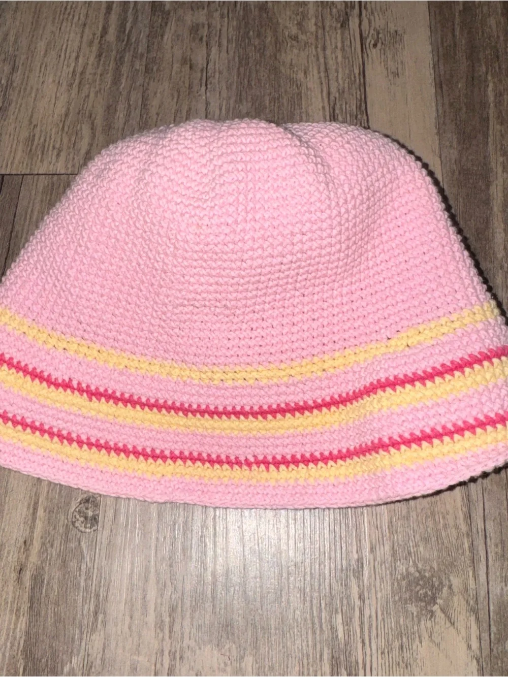 Pink Crochet Floral Bucket Hat
